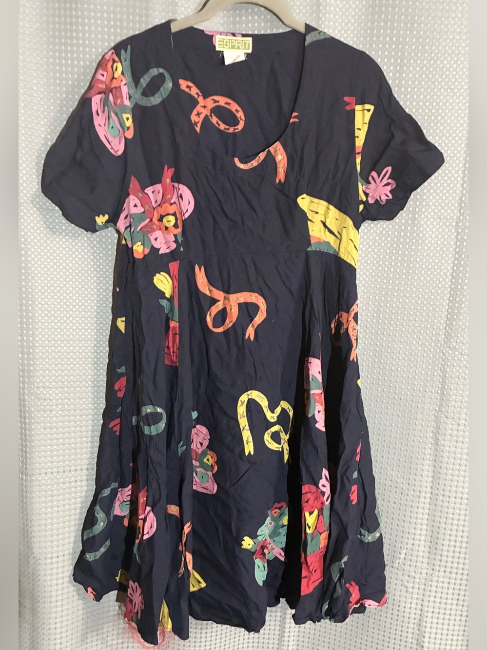 Vintage Esprit Floral Print Dress Sz S Whimsical Fit Flare Empire Waist Party